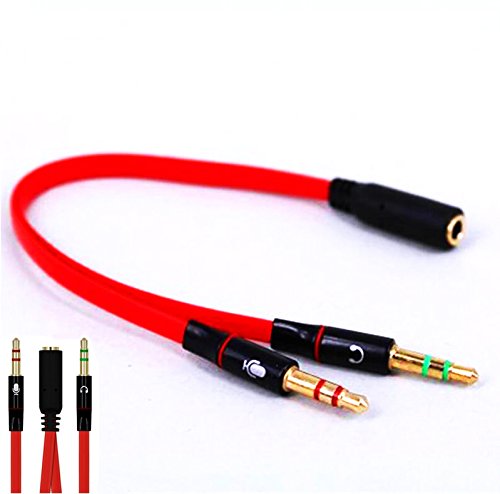 Audio Splitter Kabel Y Adapter Kopfhörer Headset 3,5mm Klinke Stereo Rot