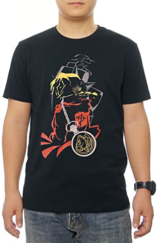 Photo de GMYG Full Metal Alchemist Edward Elric Japonais Anime Graphique Premium 100% Cotton Manche Courte Homme/Femme Tee-Shirt （Noir,M
