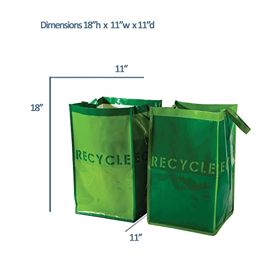 Set of 2: G.U.S. Recycle Bins for Home and Office - Waterproof, Tall with Extra Sturdy Handles. Durable, Washable, Affordable Recycle Bags
