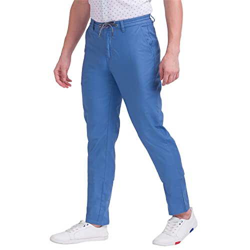 Image of Parx Men's Flat Front Comfort Fit Dark Blue Casual Trouser