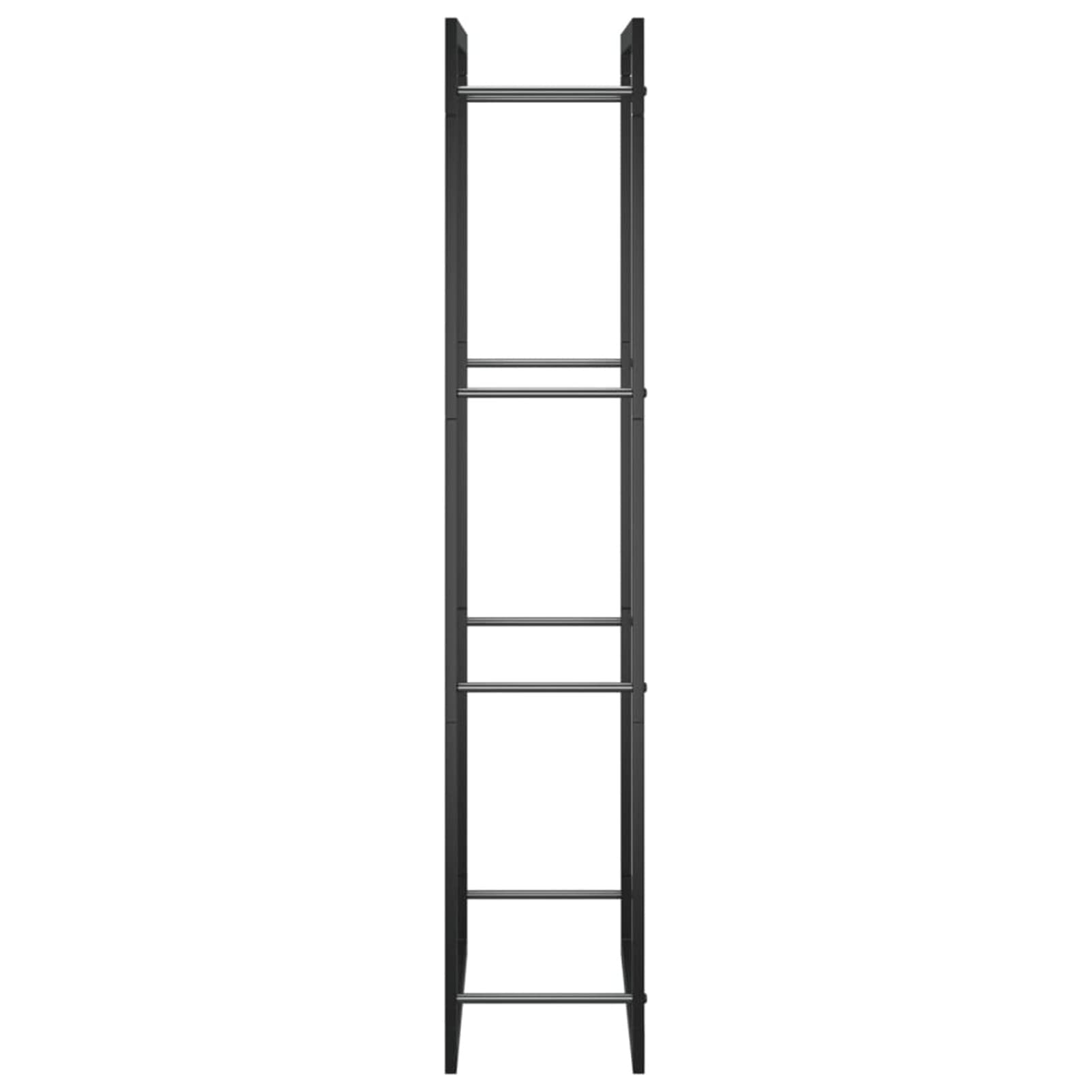 ZEYUAN Leñero, Leñero Exterior, Guardar Leña Exterior, para Guardar Leña, Almacenaje Leña, Estante De Leña, de Acero Negro Mate 50x28x132 cm