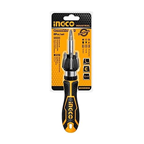 Image of Ingco AKISD0808 8Pcs Ratchet Screwdriver Set - Black