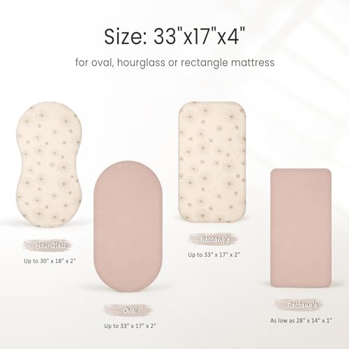 Image of lulumoon Muslin Bassinet Sheets Baby: Cotton Bassinet Sheets Fitted for Boys and Girls - Bassinet Mattress Sheets for Oval Rectangle or Hourglass