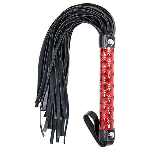 Anwangda Soft Leather Horse Riding Crop Whip, Non Slip Practical Soft Crop for Equestrian,Floggers for Cosplay Costume(Red) Cover