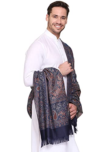 Image of Weavers Villa Men's Paisley Design Woven Poly Wool Blend Gents Shawls, Muffler, Stoles for Men