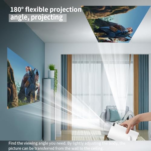 Image of Mini Portable Projector 4K - 200 ANSI Smart Projector with WiFi 6, BT 5.0, 130 Inch, Video Projector 180 Degree Flip Auto Keystone