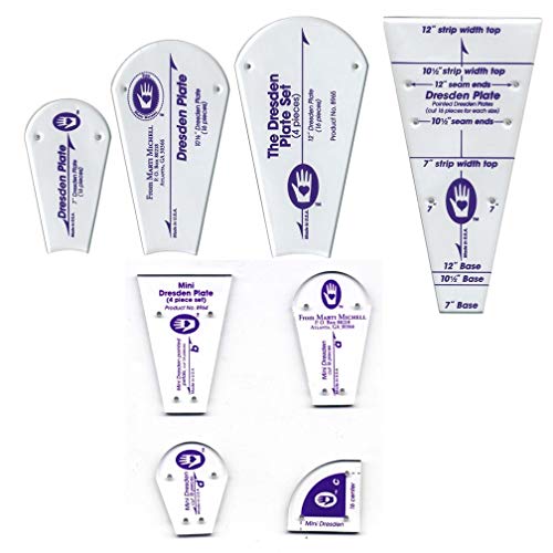 Marti Michell Dresden Quilting Template Sets - Dresden Plate Standard Template Set (8965) Bundled with Dresden Plate Miniature Template Set (8964)