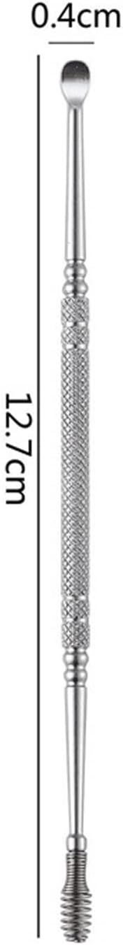 Earwax Removal Portable Spiral Stainless Steel Earpick Curette Ear Wax Remover Spring Clean(Silver)