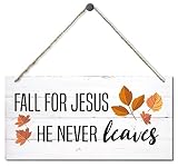 Fall Decoration, Hanging Wood Sign Home Decorative, Fall Home Decor, Decor for Thanksgiving, Rustic Door Hanger, Fall Home Decor, Living Room Decor, Fall for Jesus He Never Leaves Sign