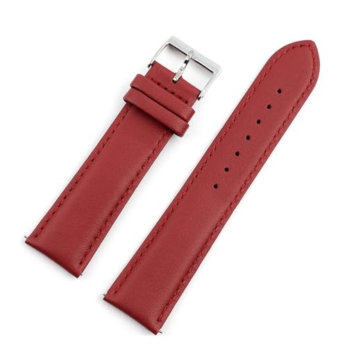 [KRFGKHAUR] Leather Watch Strap 16mm 18mm 20mm 21mm 22mm 24mm Quick Release Watchband Accessories(Red,24mm)