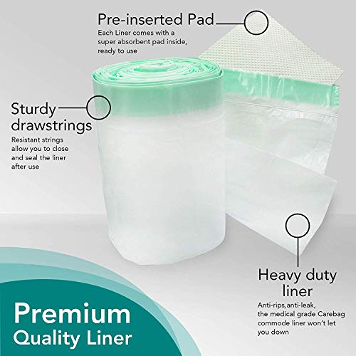 image for Cleanis Carebag Commode Liners with Super Absorbent Pad, 360 Liners �