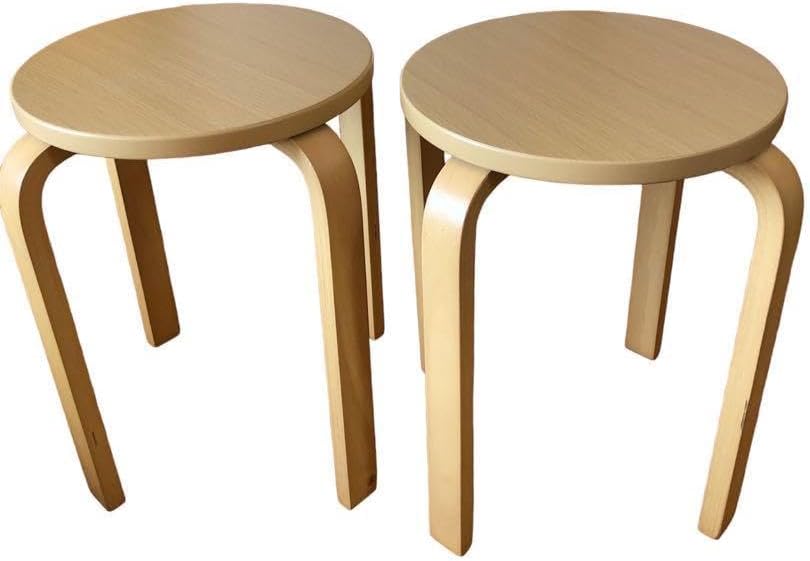 木製円形スツール 2個セット イーサプライ スツール 木製 2脚セット 天然木 丸椅子 背もたれ無し