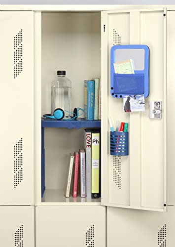 Image of Adjustable Locker Shelf Strong ABS Plastic - Width Adjusts from 8 inch-12.5 inch & Height Adjusts from 10 inch-14 inch - Patented Design - Beware of imatations - (Blue)