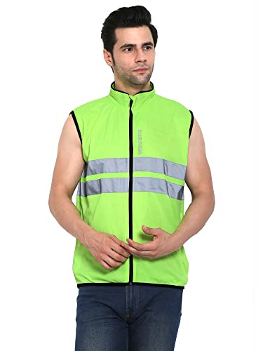 Image of Reflective Cycling Jacket Windproof Bike Jacket Coat for Running Hiking Walking Night Jacket with reflective strips for safety