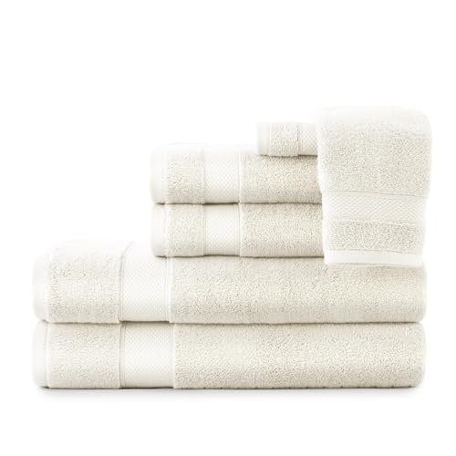 Peacock Alley Diamond Set di asciugamani | lusso turco 100% cotone a fiocco lungo, morbido, assorbente e ad asciugatura rapida, set da 6 pezzi in 6 opzioni di colore (avorio) Peacock Alley Diamond Set di asciugamani | lusso turco 100% cotone a fiocco lungo, morbido, assorbente e ad asciugatura rapida, set da 6 pezzi in 6 opzioni di colore (avorio)