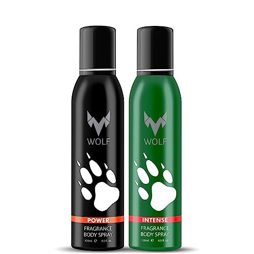 Image of Wolf Power & Intense - No Gas Perfumed Bodyspray for Men-Pack of 2(120 ml+120 ml)