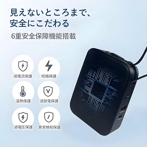 和宅優品 5000mAh モバイルバッテリー コンセント一体型 FRB-7054CDB の商品画像 1