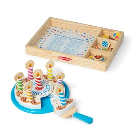 Melissa & Doug Birthday Party Cake - Wooden Play Food With Mix-n-Match Toppings and 7 Candles