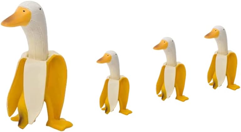 CURTEK 4 Pcs Banana Duck Garden Decor Statues Personalized Duck Sculpture Ornaments Creative Resin Banana Duck Garden Art,for Home Garden Lawn Patio Office Outdoor Decor (Yellow) (XJNGBL4YZ)