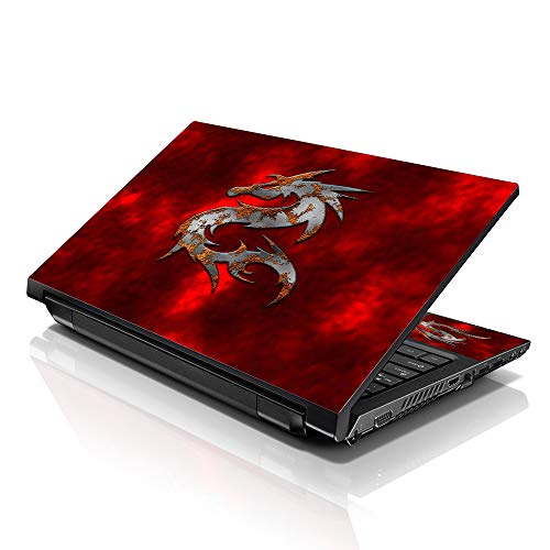 Image of LSS 17 17.3 Inches Laptop Notebook Skin Sticker with 2 Wrist Pads - Reusable Cover Protector Vinyl Sticker Cover Decal Fits 17 inch - 19 inch HP Asus Acer Samsung - Red Dragon Pattern