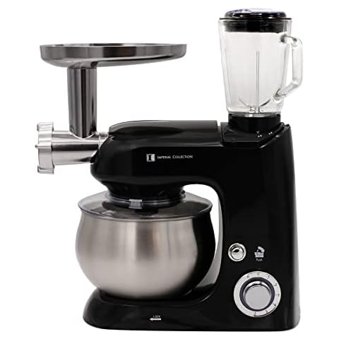 F/A 3in1Imperial Küchenmaschine mit Mixer Knetmaschine 5L 8-Teiligem Patisserie-Set Schneebesen Mischhaken Knethaken Spritzschutzdeckel 1800W Leistungsstark Teigknetmaschine Cover