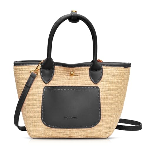 Handbag for Women, Straw Beach Bag Large Capacity, Crossbody Bag for Women Vacation Travel Daily(Black)