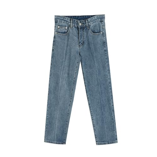 Men's Denim Jeans Hong Kong Style Retro Loose Straight Leg Casual Office Daily Pants for Men