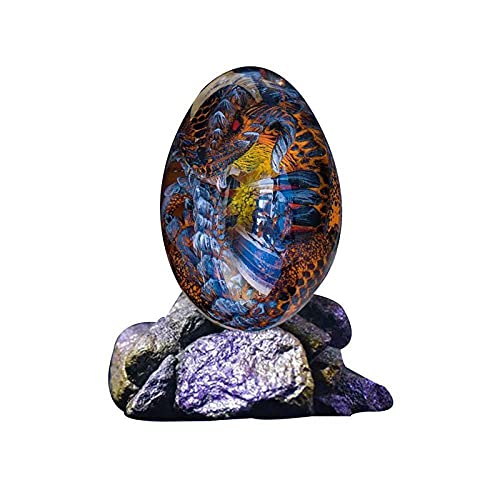 Huazi2 Lava Dragon Egg Fire Pocket Dragon with Decorative Base, Flying Dragon with Lava Base, Dream Crystal Transparent Dragon Egg Resin Sculpture Desktop Ornaments