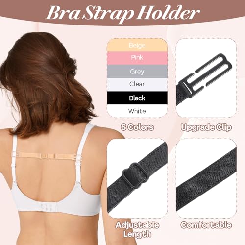 8PCS Women's Non-slip Elastic Bra Strap Holder for Slipping, Adjustable Bra Strap Holder Back - Conceal Straps Keep Bra Straps In Place2