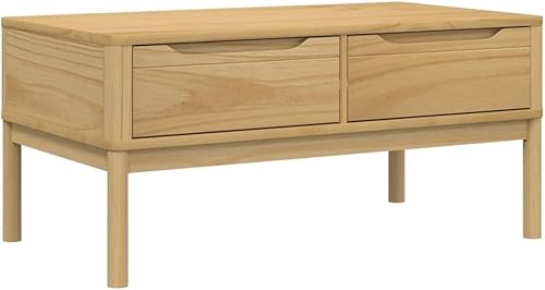 Miniatura 2 de Mesa de centro de cera floro marrón 39 x 21.9 x 17.7 pulgadas, madera de pino maciza, mesas auxiliares mesa de centro para sala de estar, balcón,
