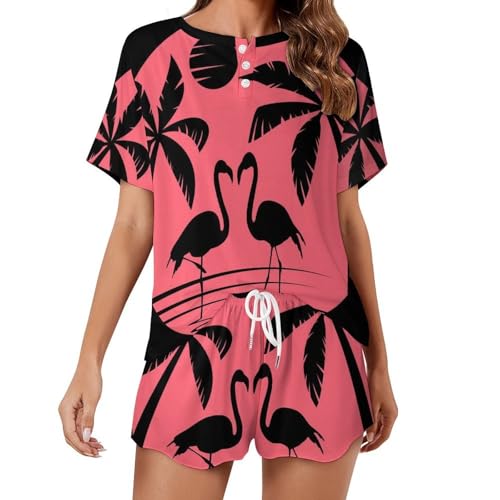 Pyjama femme flamant rose pour soirées cocooning et matinées d'été détendues