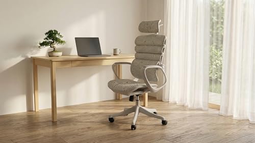 Amazon限定】 Better Chairs オフィスチェア 人間工学設計 デスクチェア 通気性メッシュ ハイバック 4Dヘッドレスト 固定式アームレスト 昇降式 360度回転 ロッキング機能 多機能デスクチェア 在宅勤務 テレワーク 軽量設計 (ER-BASIC,ホワイト) [2]