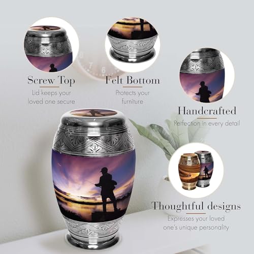 Image of Fishing Cremation Urns for Human Ashes Adult Male Decorative Urns for Ashes