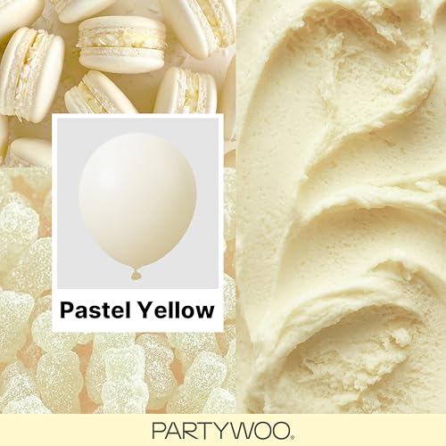 Image of PartyWoo Pastel Yellow Balloons 140pcs Different Sizes of 18 12 10 5 Inch Small Mini Light Pale Yellow Balloon Arch Kit Garland for Baby Shower Easter Birthday Party Decorations Yellow-Q07