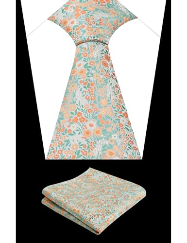 Image of Alizeal Mens 3.15inches Floral Tie with Flower Printed Handkerchief Colorful Tie Set