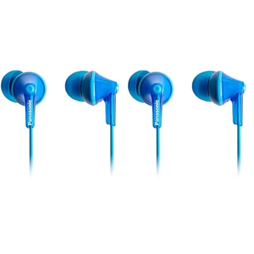 Panasonic RP-HJE125E-A Auriculares Botón con Cable, In-Ear, Sonido Estéreo para Móvil, MP3/MP4, Diseño de Ajuste Cómodo, Imán Neodimio 9 mm, Azul (Paquete de 2)