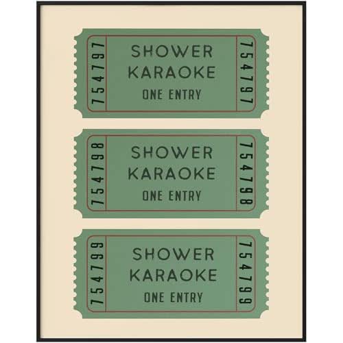 Amazon.com: Shower Karaoke Print Funny Bathroom Poster Retro Ticket ...