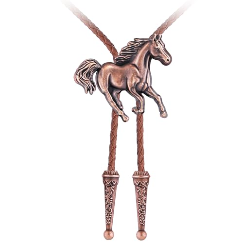 Image of GelConnie Bolo Ties for Men Women Western Cowboy Tie Mens Western Necklace Leather Necktie Gold Bolero Tie Cowboy Necklace