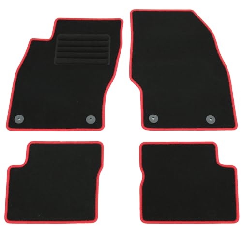 AD Tuning HG12055-ROT Fußmatten Set (4teilig) Schwarz Rot Autoteppiche Matten