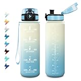 Borraccia 1 Litro, Bottiglia Motivazionale con Filtro, a Prova di Perdite, Bottiglia Acqua...