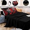 Bedbay Red Rose Leopard Comforter Set California King 8 Pcs Bed in a Bag Cheetah Bedding Teen Women Adults Men Leopard Bedding Wild Animal and Rose Flower California King Bed Set (Black,Cal-King) #2