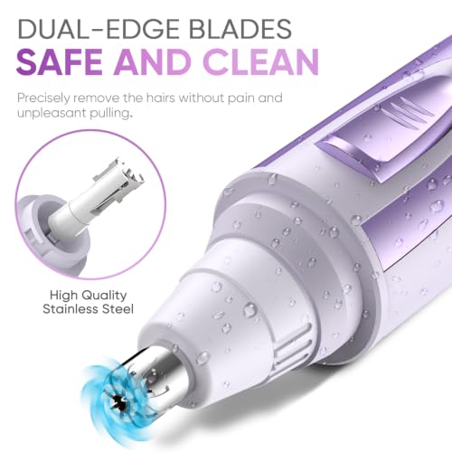 Image of Ear and Nose Hair Trimmer Clipper - 2026 Professional Painless Eyebrow & Facial Hair Trimmer for Men Women, Battery-Operated Trimmer with IPX7 Waterproof, Dual Edge Blades for Easy Cleansing Lavender