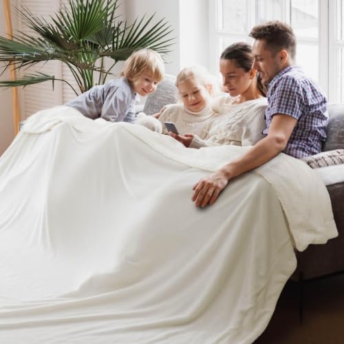 Image of Bedsure GentleSoft Sherpa Fleece Cal King Blankets for Bed, Non-Heated, Thick and Warm Oversized Throw for Women and Men, Soft Fuzzy Plush Large Blanket for Winter, White, 112x98 Inches