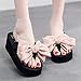 Generic Frauen Wedges Hausschuhe Sandalen Outdoor Flop Flops High Heel Sommerschuhe Weibliche Slides pinkbow 8cm 9.5(25cm)