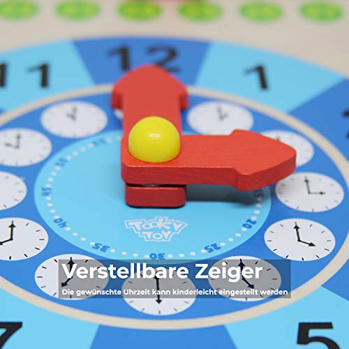 Tooky Toy Holz Jahresuhr für Kinder - Lernuhr - Kalenderuhr - Lerntaffel - Uhr, Wochentage, Monate, Jahreszeit, Wetter… – Bild 3
