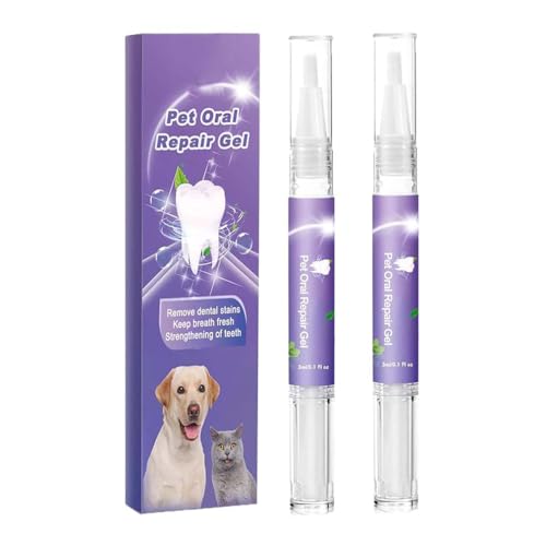 LUCKKY 2PCS Muzzleglow Pet Oral Repair Gel, Pet Breath Freshener, Tooth Cleaning Pen for Dogs Cats