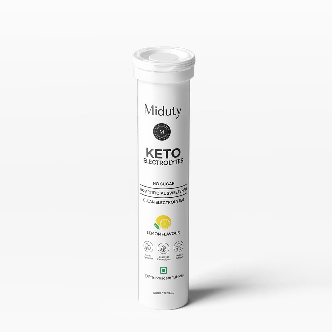 Miduty Electrolyte Tablets - Sugar-Free Electrolytes - 6 Key Electrolytes - No Maltodextrin & Artificial Colors - Natural Lemon Flavor - Stevia - Instant Hydration & Energy - 10 Effervescent Tablets