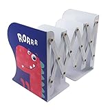Adjustable Bookend Metal Dinosaur Pattern Bookends Non-Skid Heavy Duty Book Holder Stand Hold Books,
