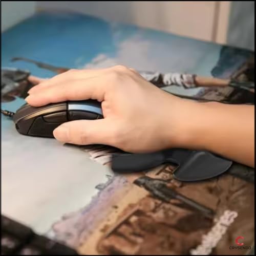 Image of Crysendo Ergonomic Mouse Wrist Rest Support | Gliding Palm Rest Pad with Double Support for Wrist Pain Relief & Pressure Release | Mouse Pad for Office, Gaming, Coding, Work Desk (Black)