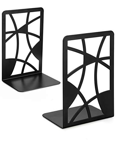 Book Ends, Bookends, Book Ends for Shelves, Veecom Metal Bookends Decorative, Black Bookend